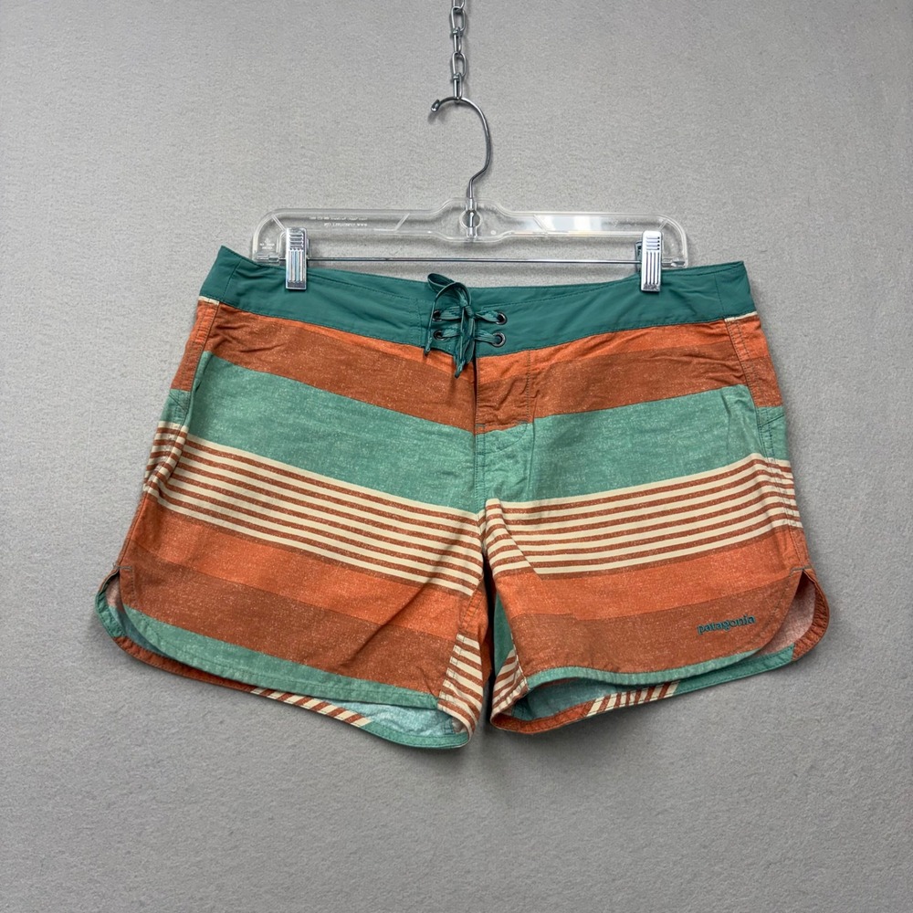 Patagonia Board Shorts Womens 10 Multi Wavefarer Striped Nylon 76598 SP18